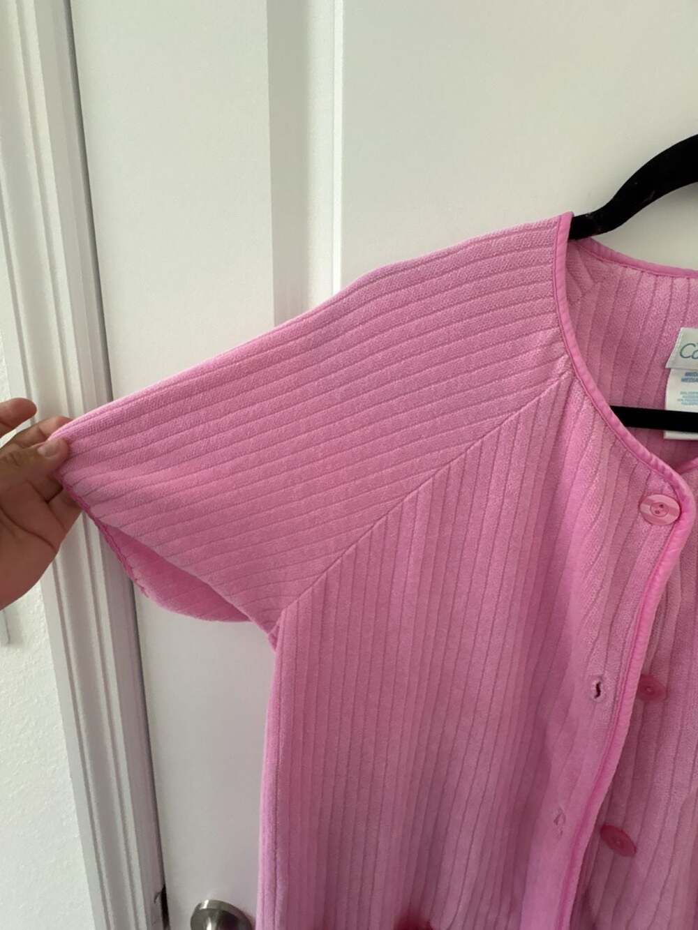 Calypso Pink Ribbed Terry Cloth Button-Front Lounger Robe - Picture 3 of 8